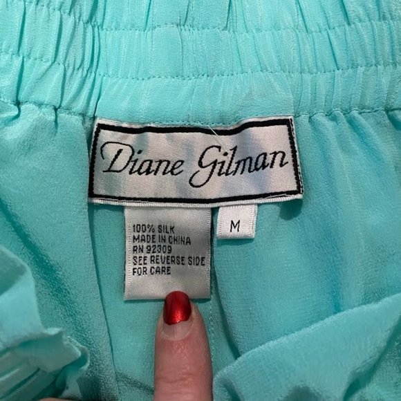 Diane Gilman Collection Blue Silk Pull-On Pants Size M‎ - Picture 4 of 7
